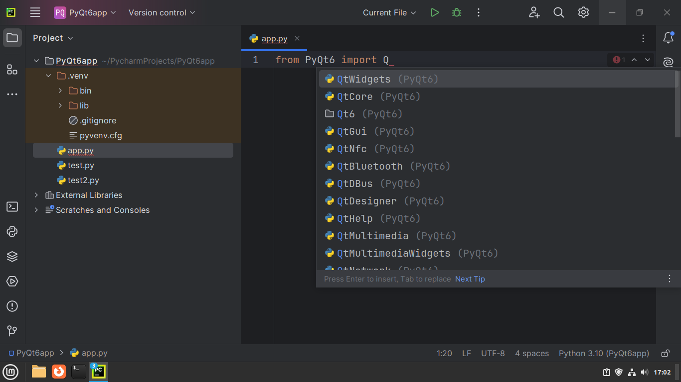 PyCharm's code suggestions pop-up