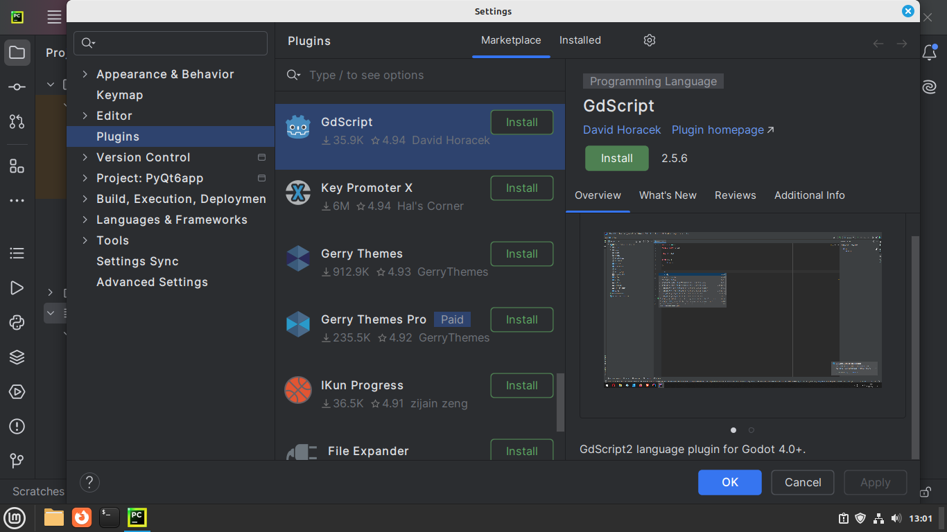 PyCharm's Plugin marketplace