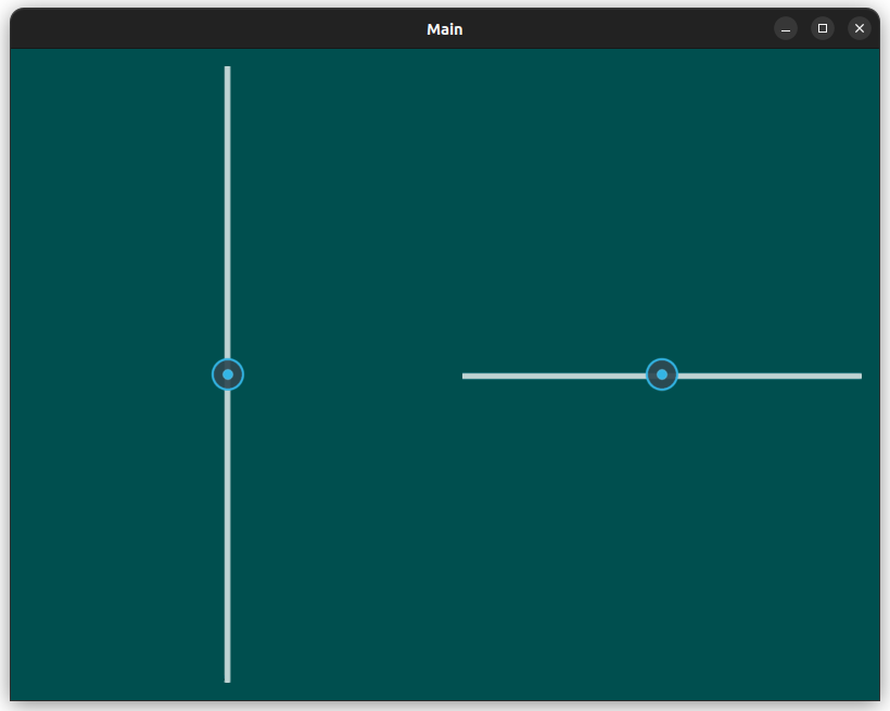 A Kivy app showing a vertical and a horizontal slider