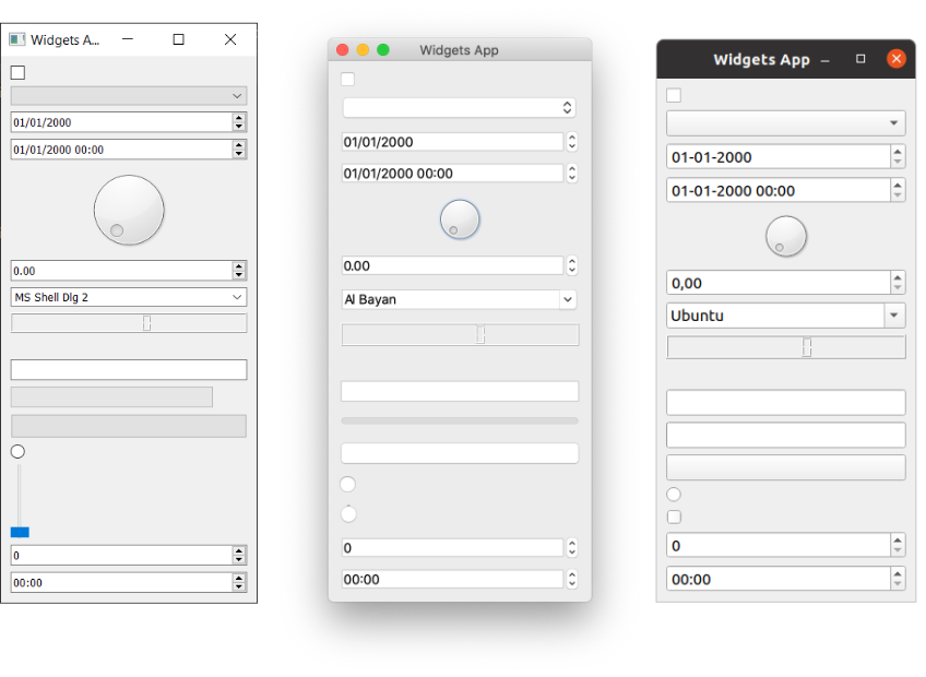 Big ol' list of widgets on Windows, Mac & Ubuntu Linux.