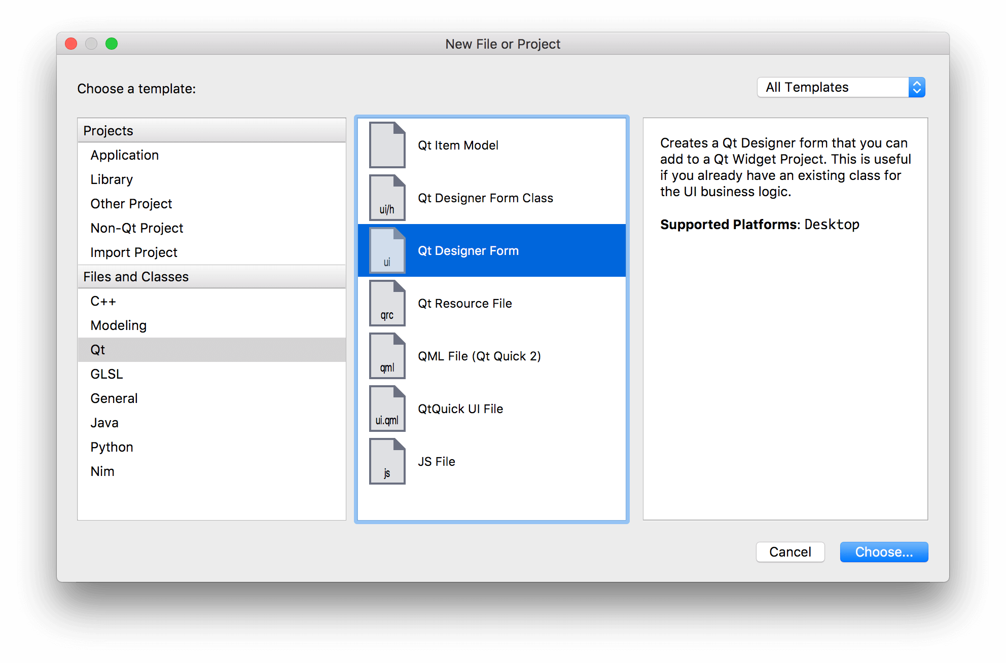 Create a new Qt .ui file.