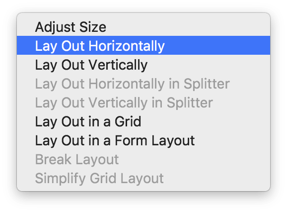 Select layout to apply to the main window.