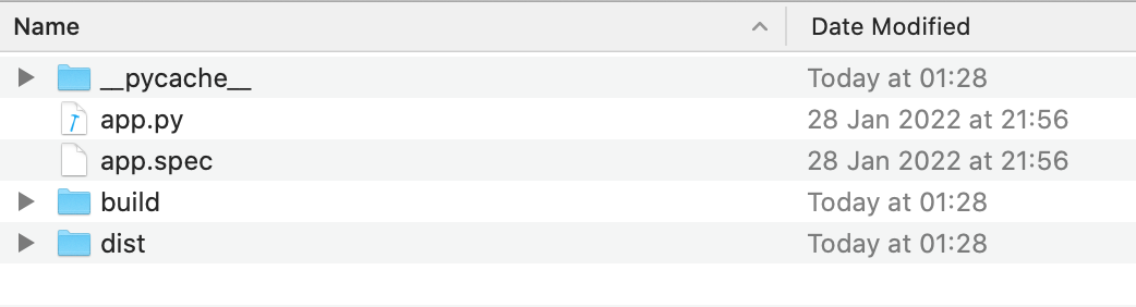 build & dist folders created by PyInstaller