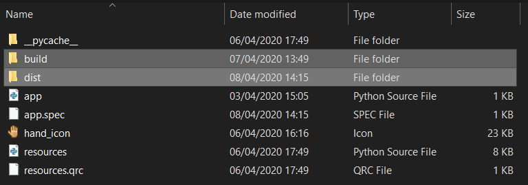 build & dist folders created by PyInstaller