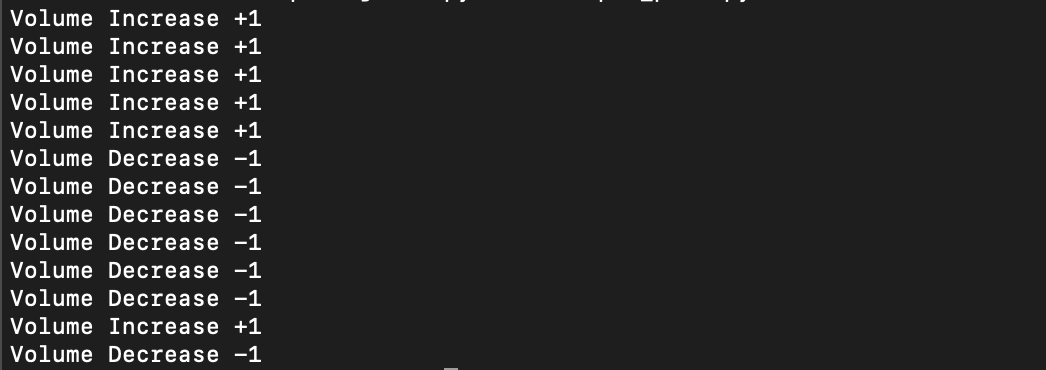 Changing the volume with our buttons - terminal output