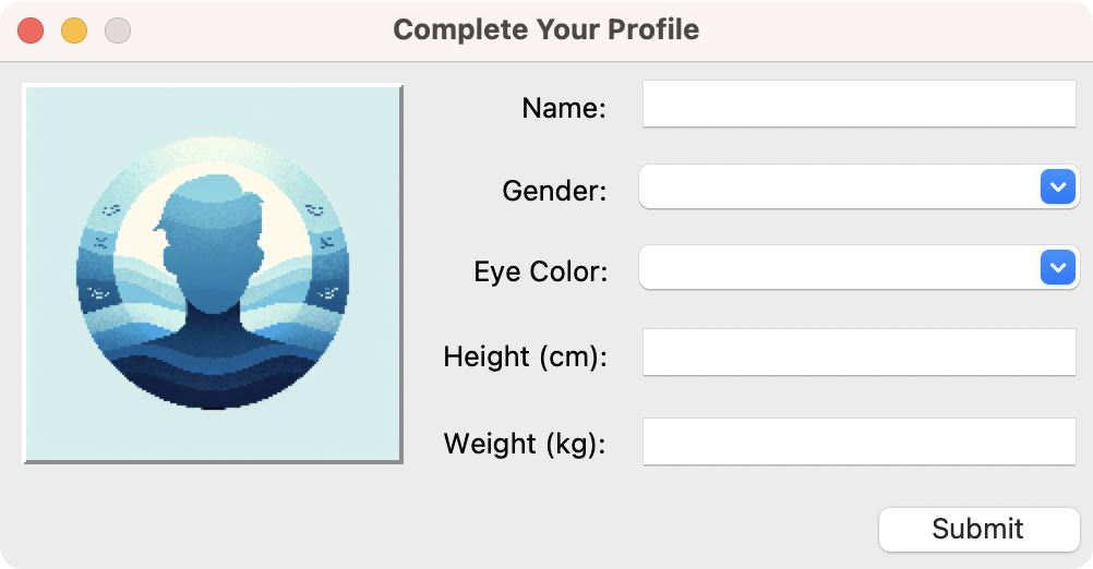 A Profile form using the grid geometry manager in Tkinter