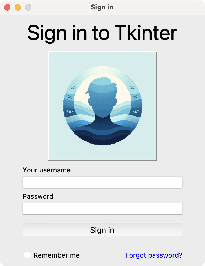 Login form with Tkinter's pack geometry manager